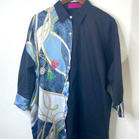 Kim Chul Ung Mode Shirt Dress Womens Runway Colorblock Top - Picture 1 of 9